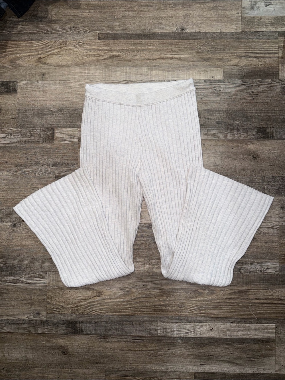 aerie Light Heather Gray Ribbed Flared Leggings